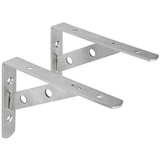 Alise 10-Inch Stainless Steel Folding Shelf Bracket Heavy Duty Brackets Support Wall Hanging,White Finish 2 Pcs 